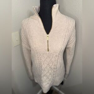 St. John's Bay Cream Cable Knit Latigo Bay‎ Half Zip Fisherman Sweater- Medium
